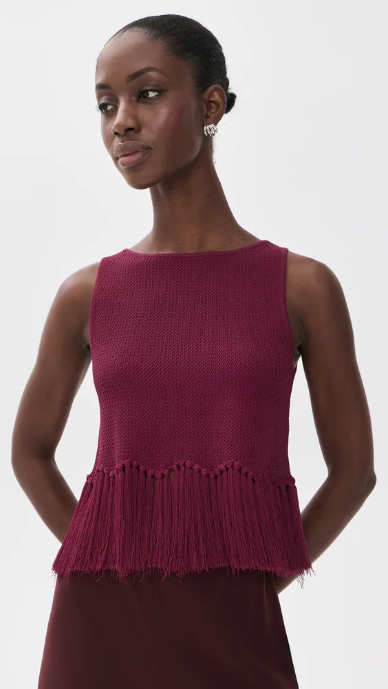 Fringe Detailed Sleeveless Knit Top