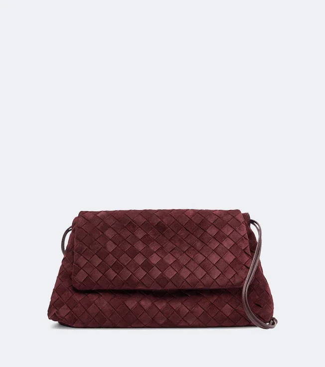 Giorno Intrecciato suede shoulder bag