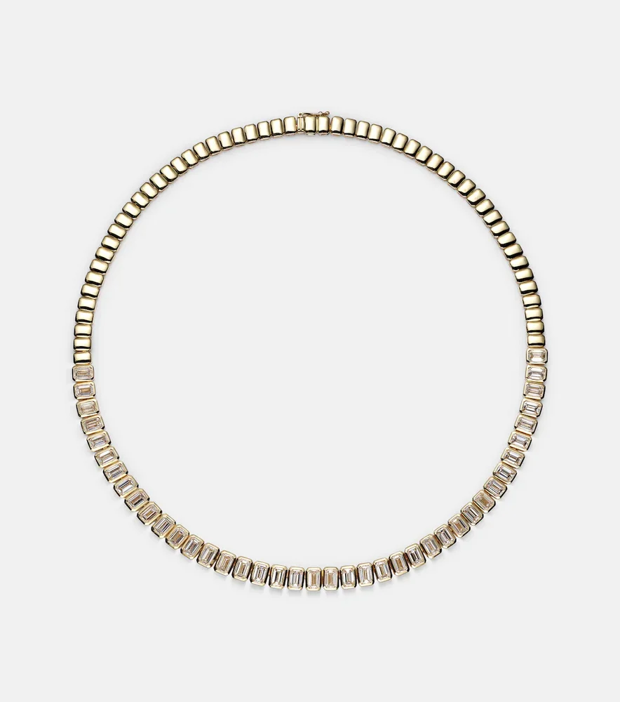 Large 18kt gold choker with diamonds
