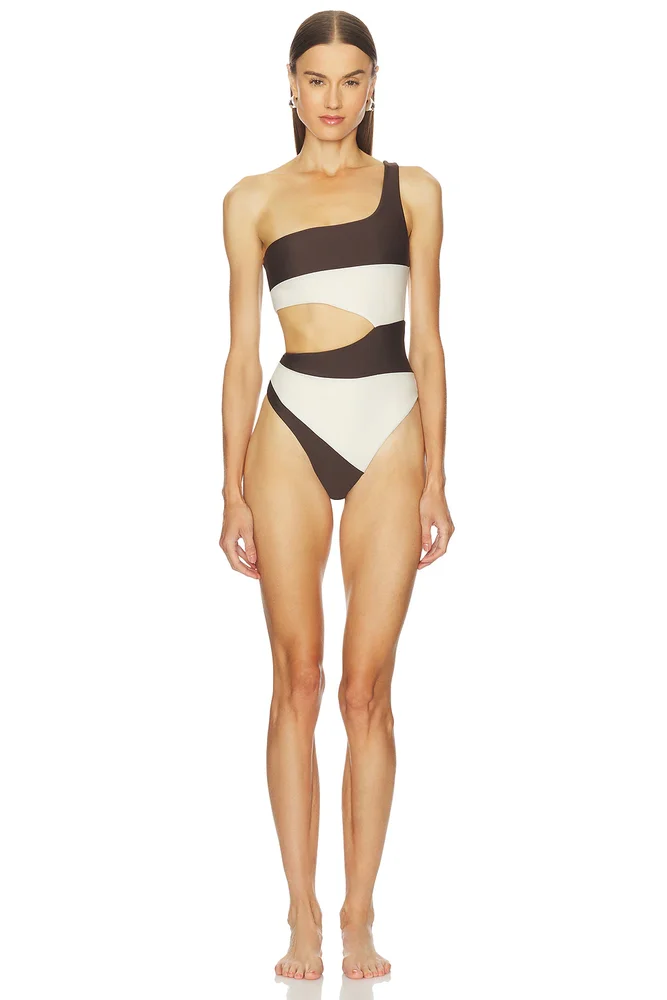 Rumba One Piece in Dark Brown & Cream