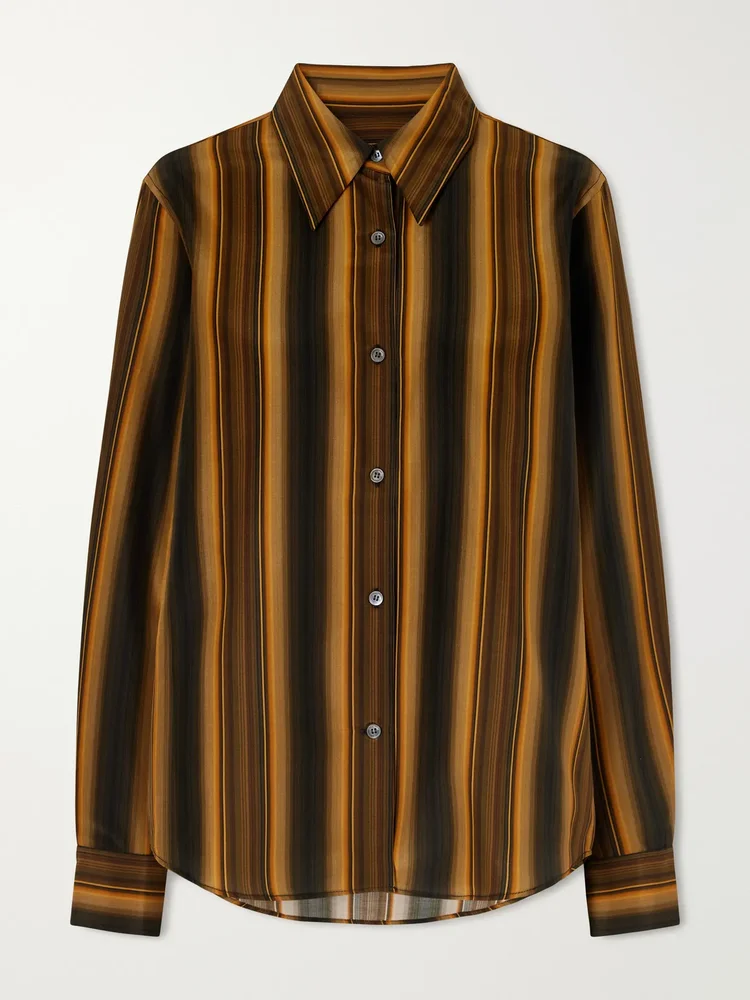 Striped cotton and silk-blend shirt