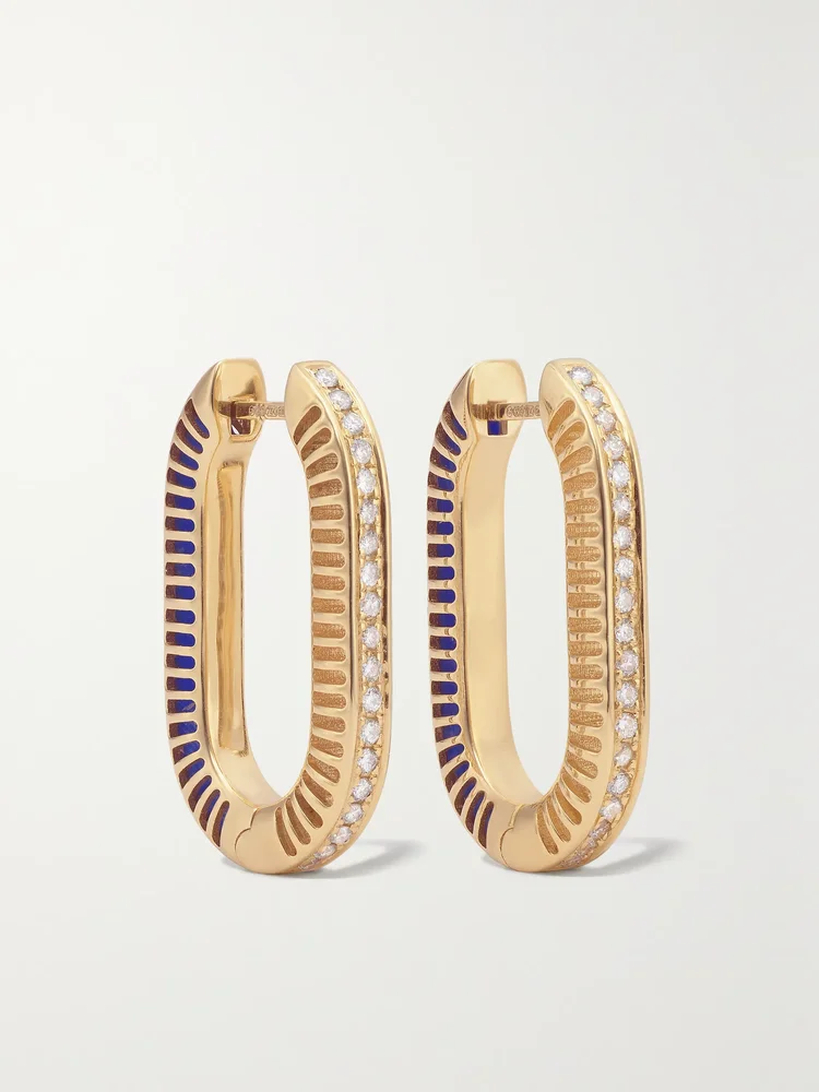 Lock Ray large 18-karat gold, lapis lazuli and diamond earrings