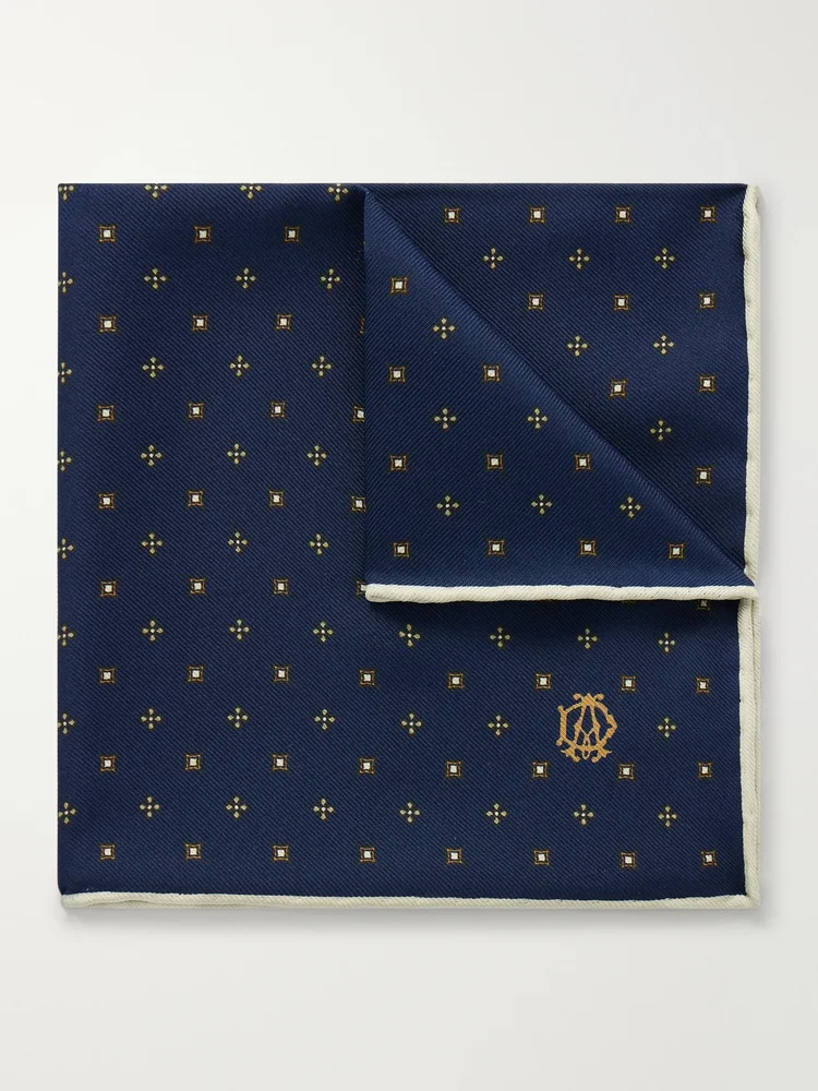 Floral-Jacquard Silk Pocket Square