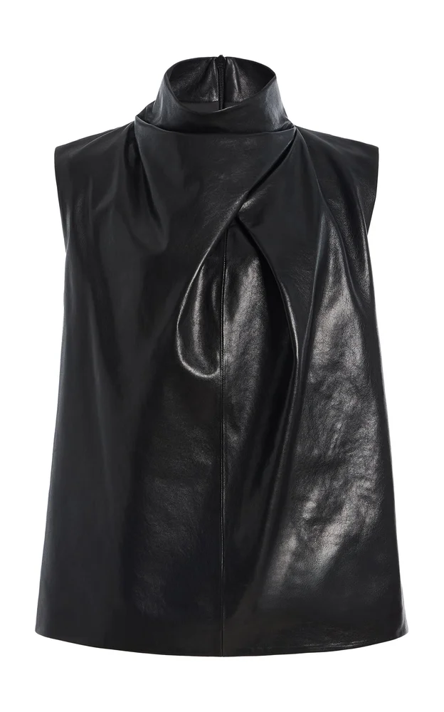 Halley Draped Leather Top