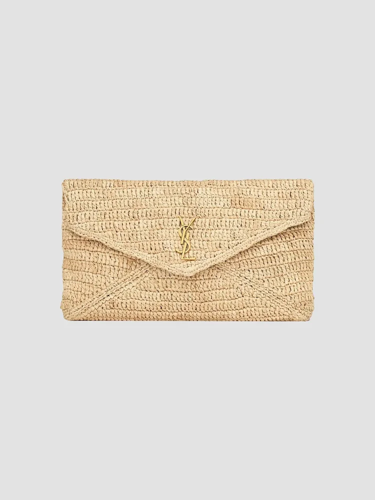 Cassandre Large Envelope Pouch in Raffia