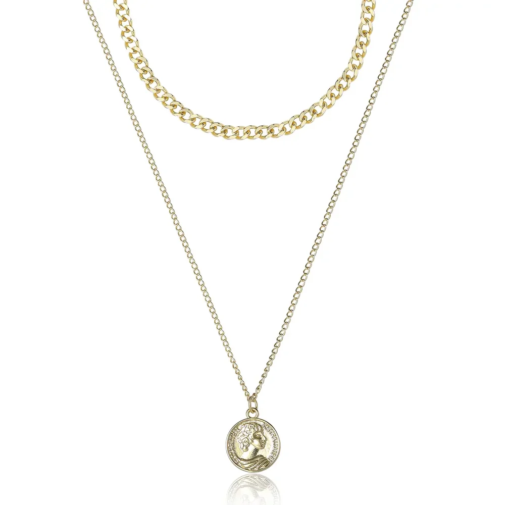 Layered Gold Pendant Necklace