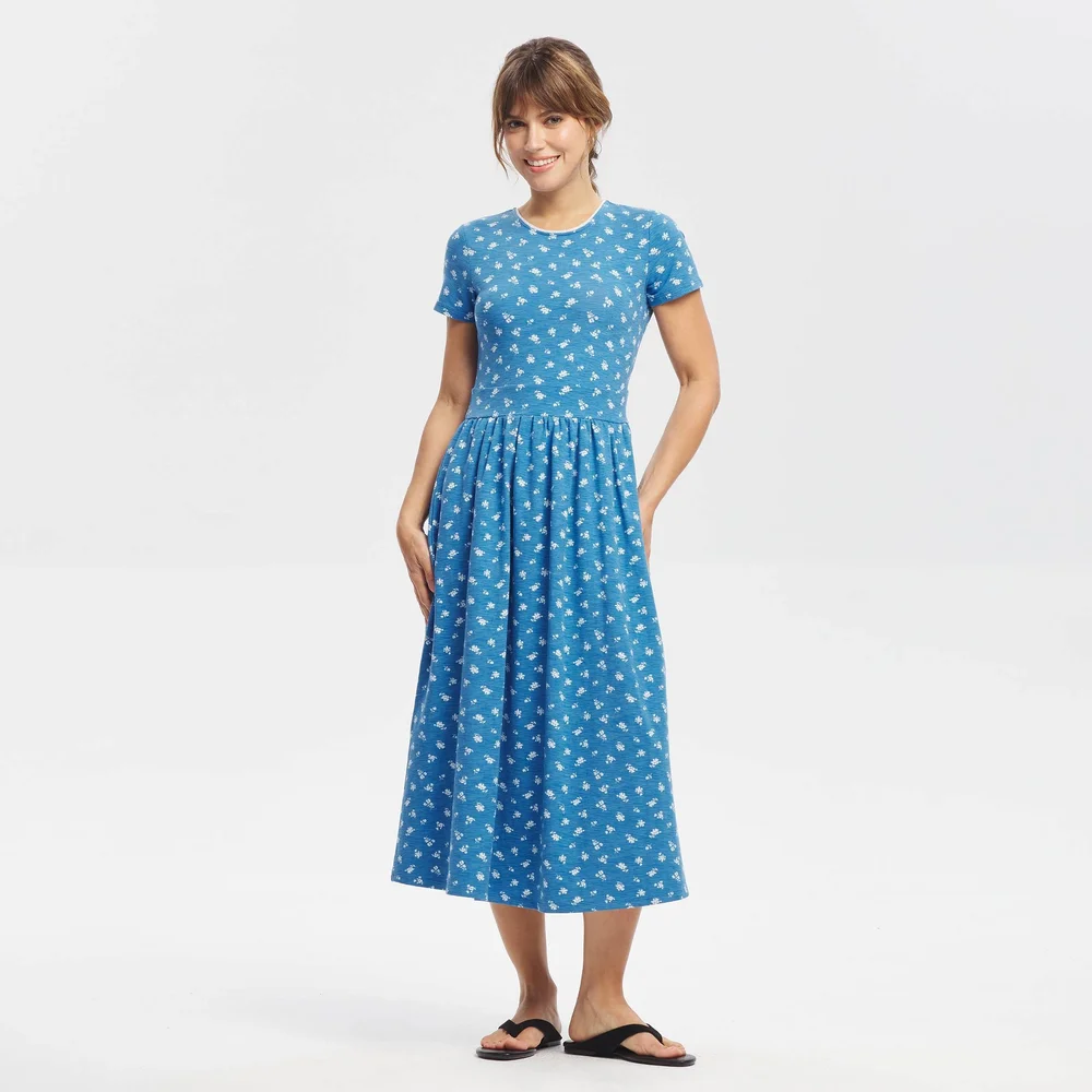 Short Sleeve Lace Trim Knit Dress