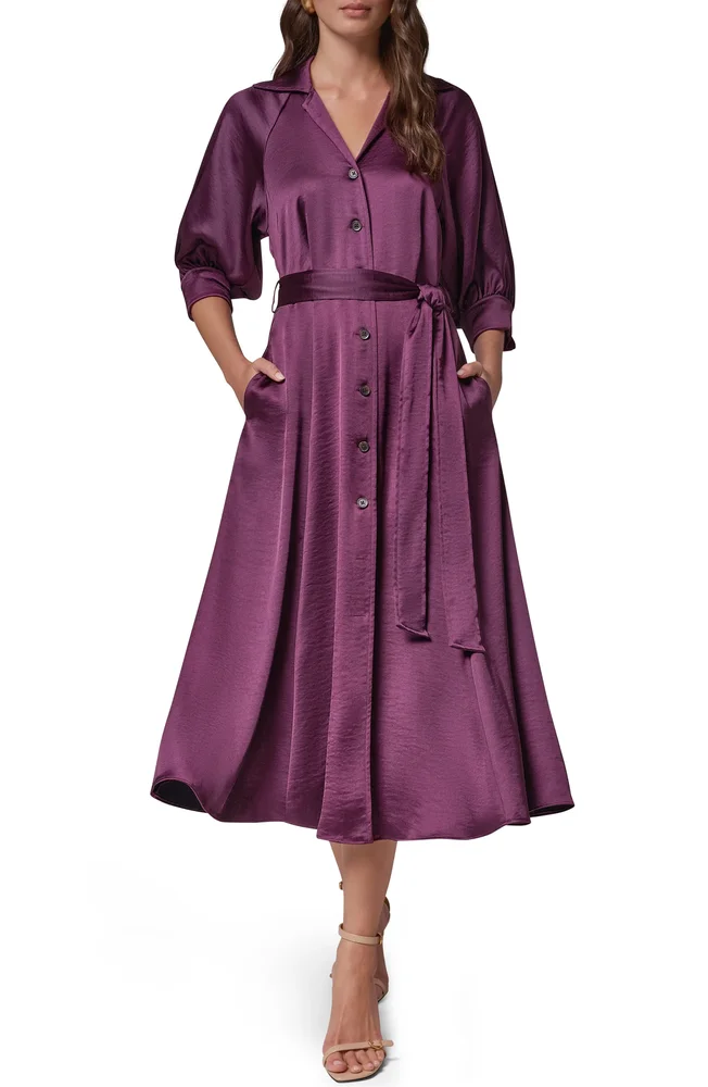 Satin Midi Shirtdress