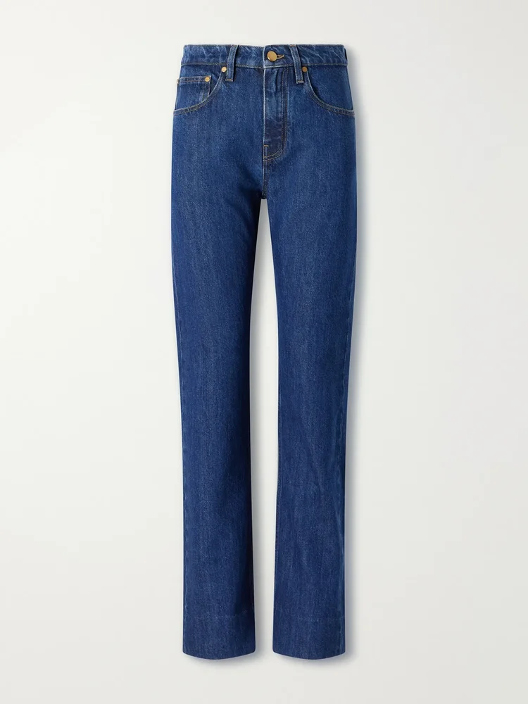 Mid-rise straight-leg jeans