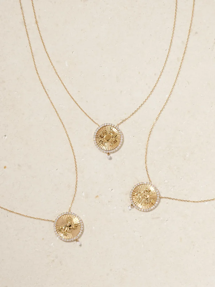 Astrology 18-karat gold diamond necklace