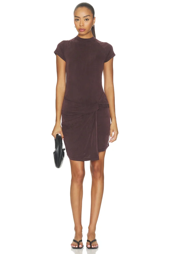 Draped Overlay Raglan Sleeve Mini Dress