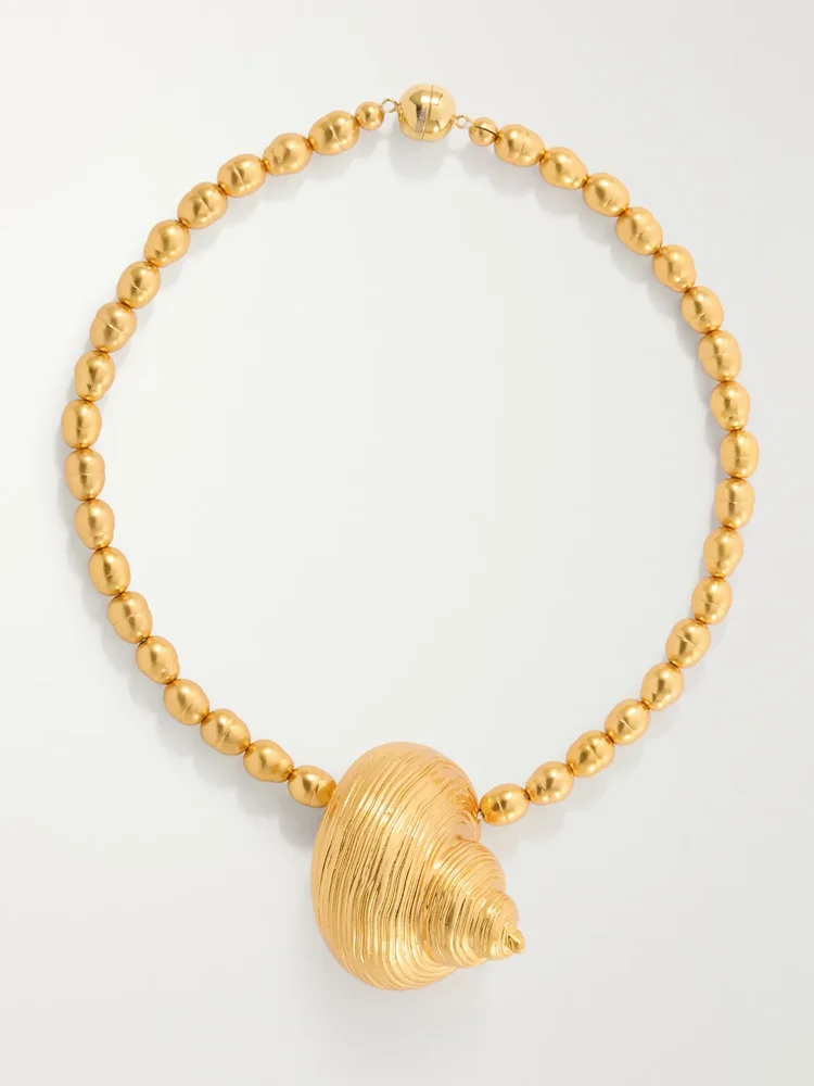 Mykonos gold-plated beaded necklace