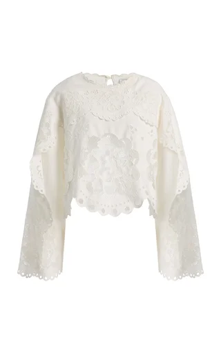 Gardener Embroidered Cotton-Linen Top