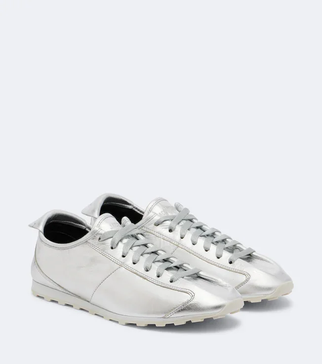 Tennis metallic leather sneakers