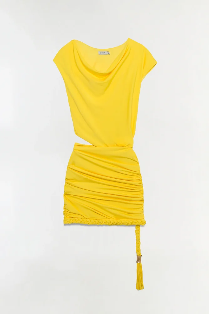 Nyla Draped Jersey Mini Dress