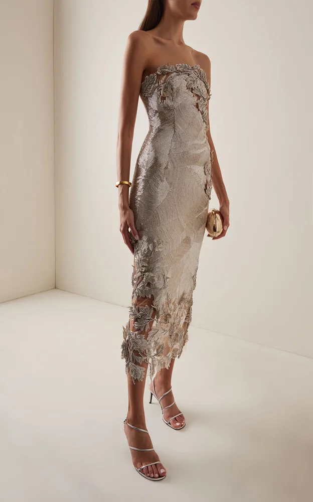 Cutout Intarsia Midi Cocktail Dress