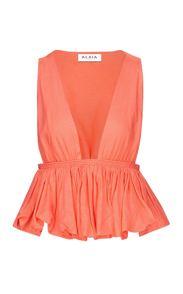 Peplum-Hem Cotton-Blend Top