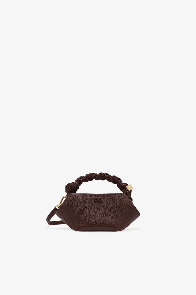 Ganni Brown Grained Mini Bou Bag
