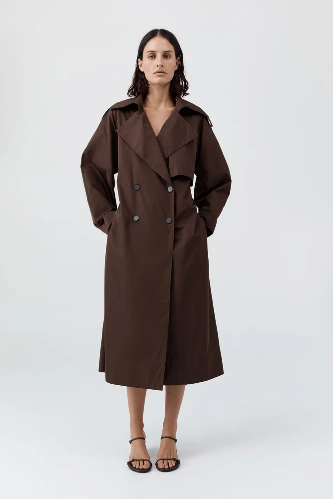 Paper Taffeta Relaxed Trench - Mocha