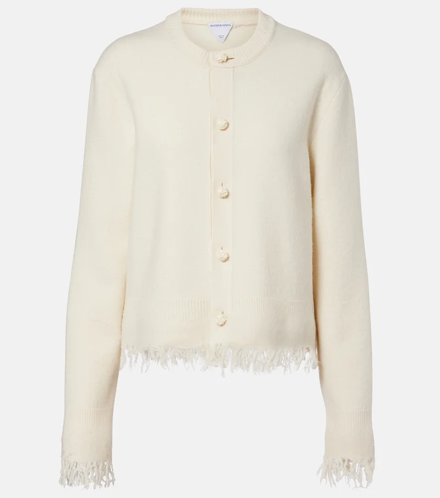 Fringed wool cardigan