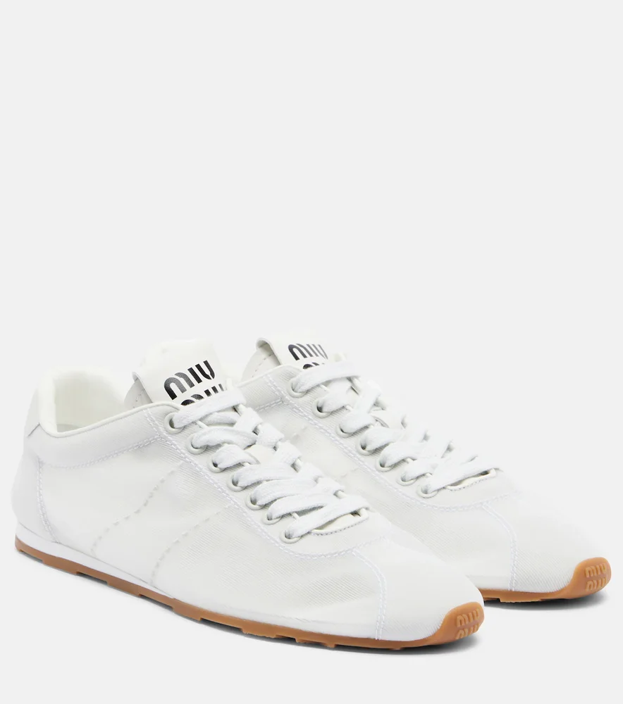 Plume leather-trimmed sneakers