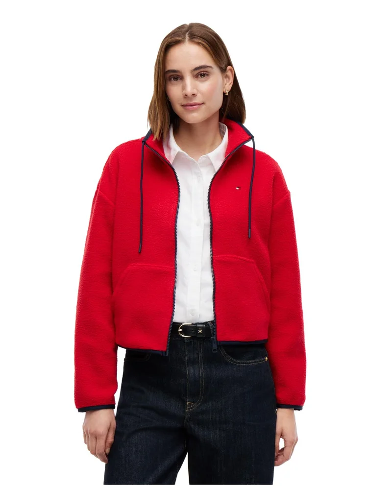 Funnel Neck Long-Sleeve Fleece Jacket