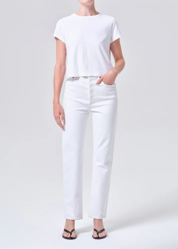 90's Pinch Waist High Rise Straight in Marshmallow