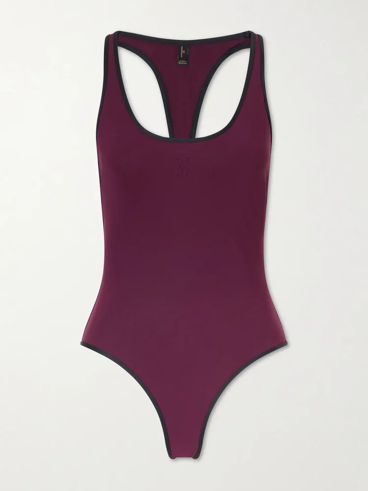Two-tone piped swimsuit