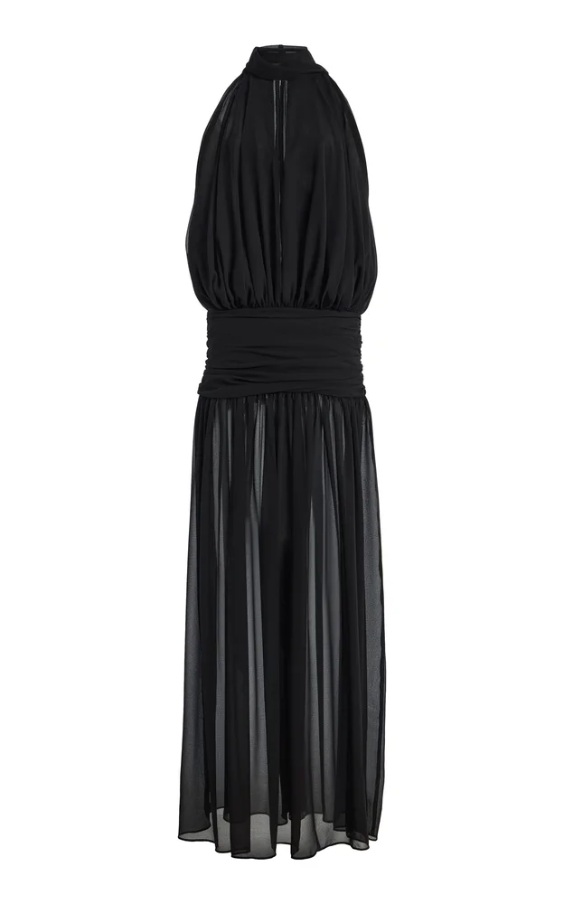Cruz Crepe Tie-Neck Maxi Dress