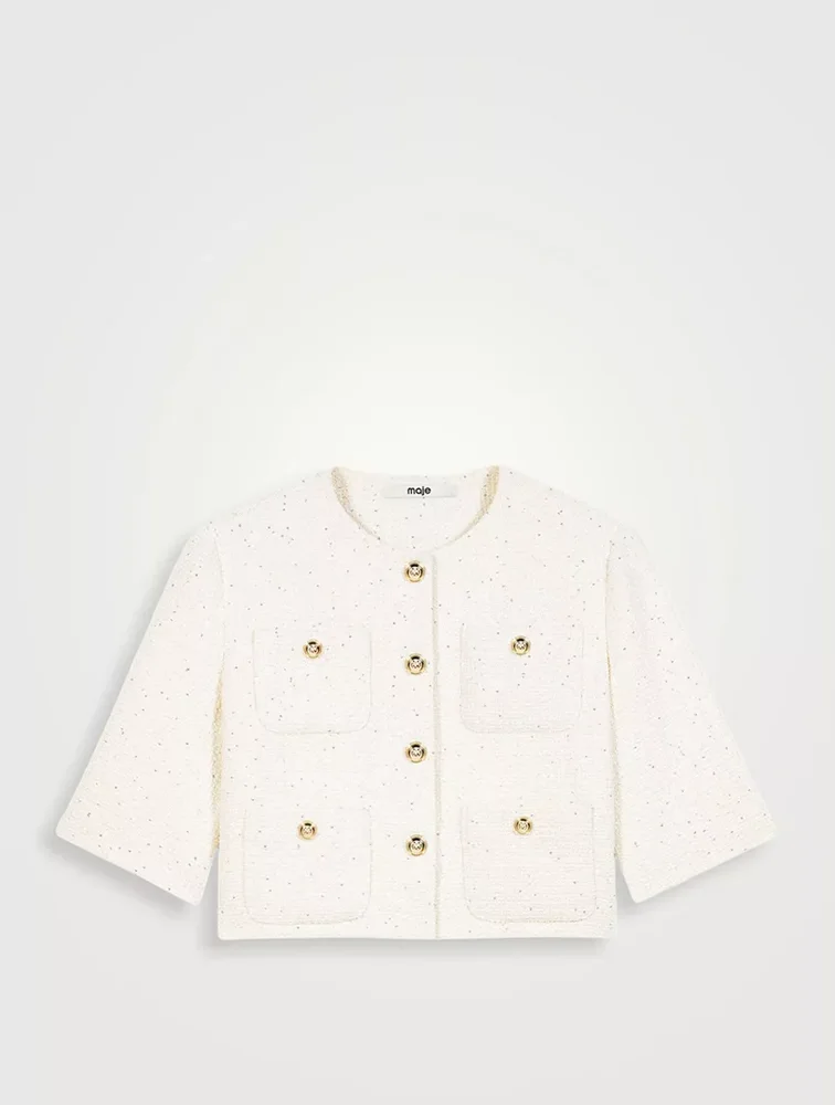 MAJE Short-sleeved Tweed Jacket