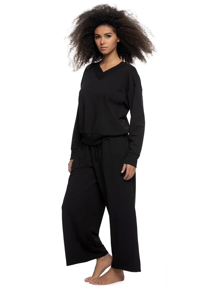 Kimora V-Neck Sweatshirt & Wide Leg Pant