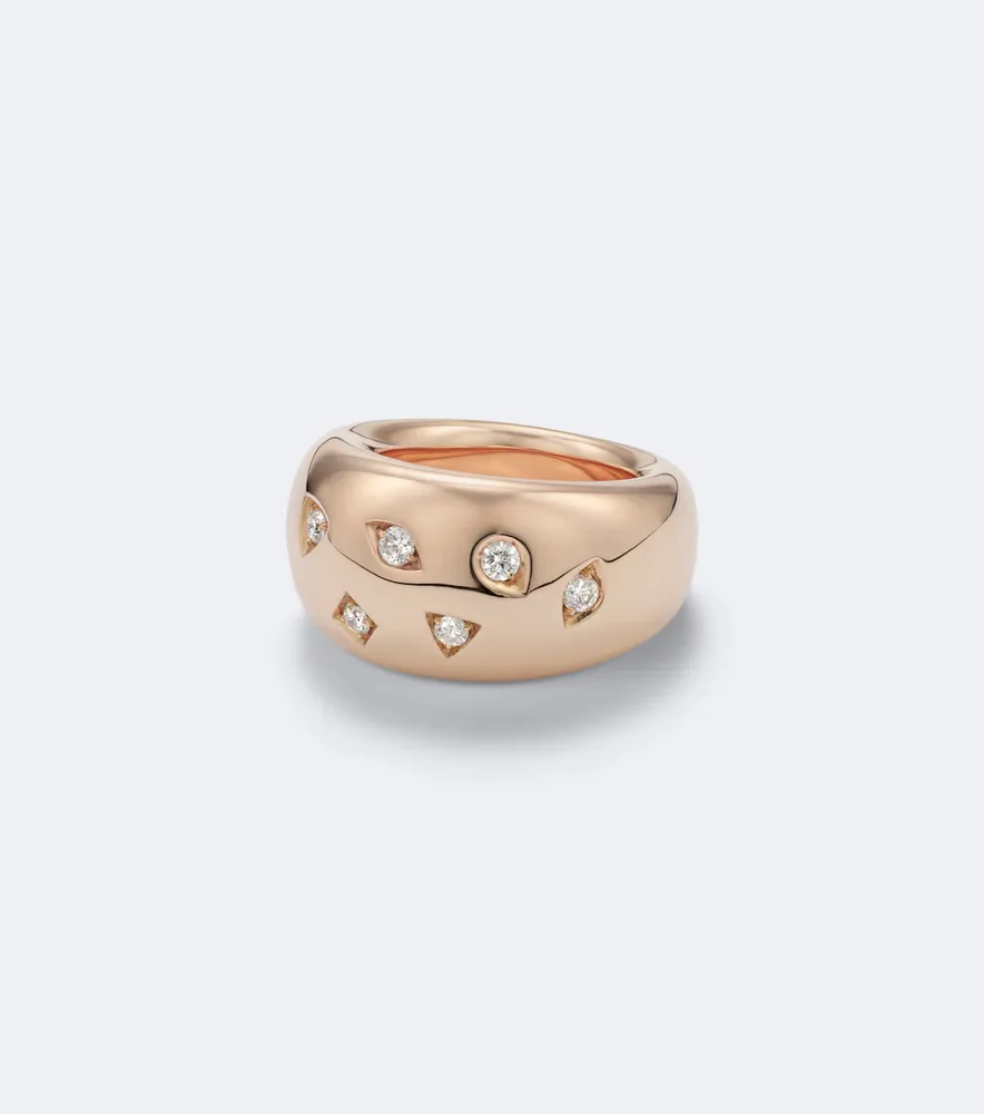 Iconica 18kt rose gold ring with diamonds