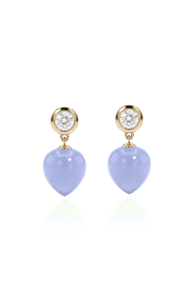 Blue Chalcedony Tear Drop Earrings