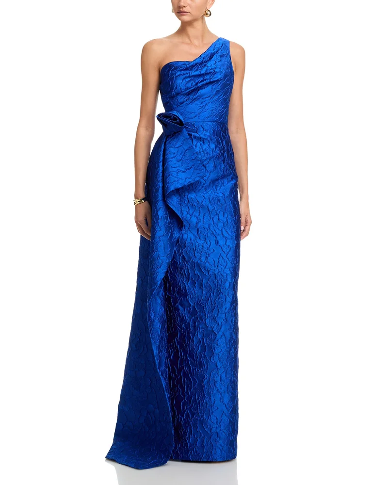 Jacquard One Shoulder Gown