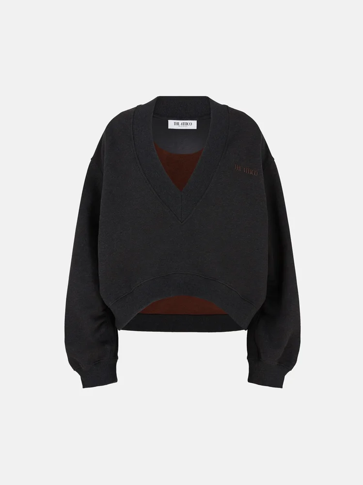 Black fade and brown sweatshirt