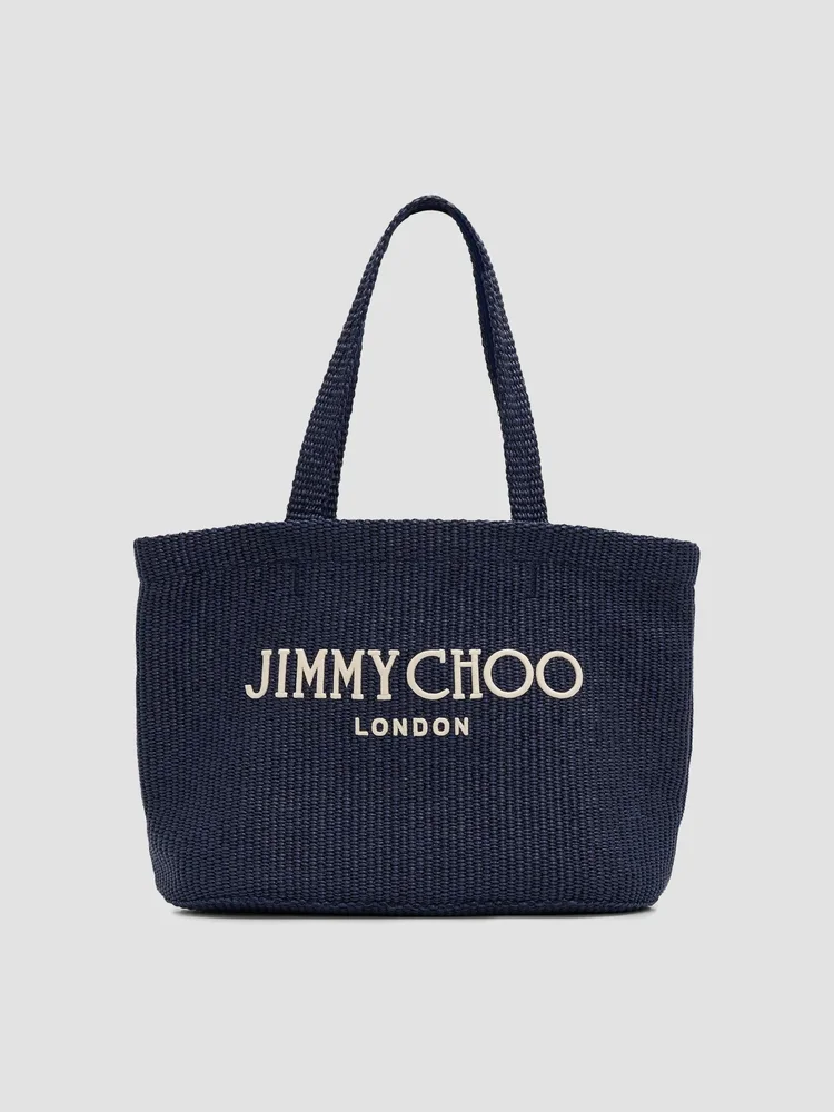 Riviera Capsule Logo-Embroidered Raffia Beach Tote Bag