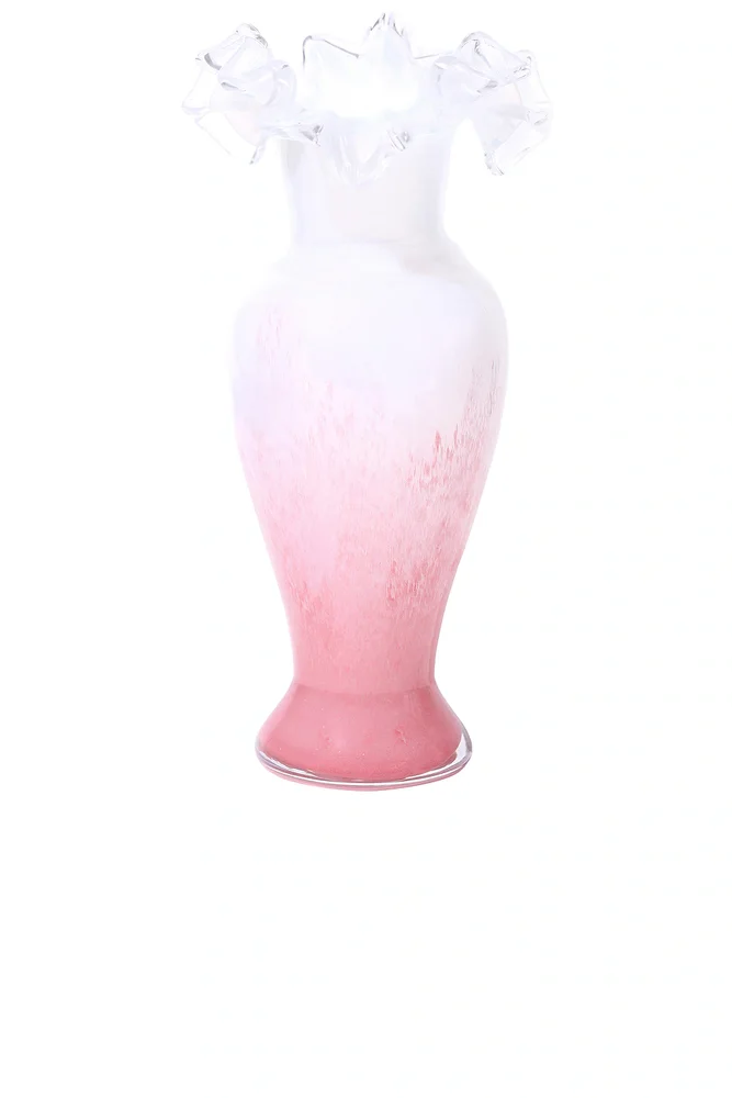 Peony Frost Ruffled Vase