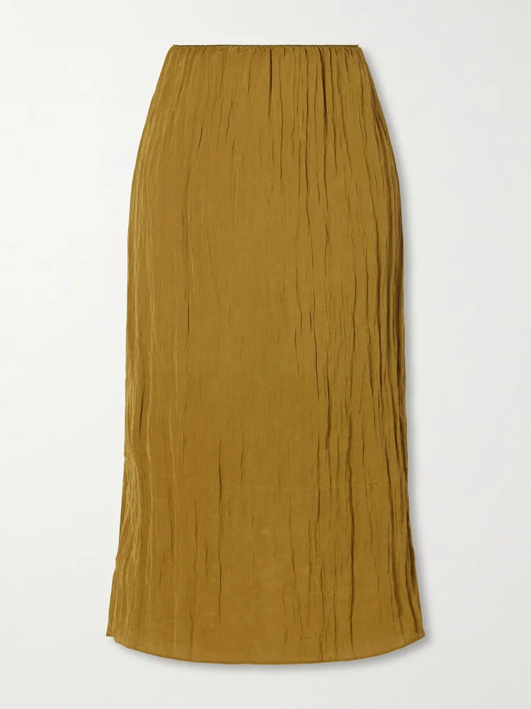 Crinkle charmeuse midi skirt