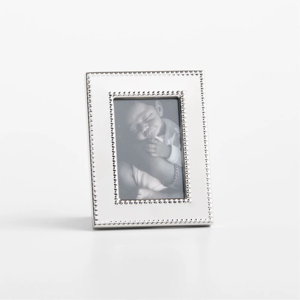 Signature Silver Beaded Metal Picture Frame 2x3