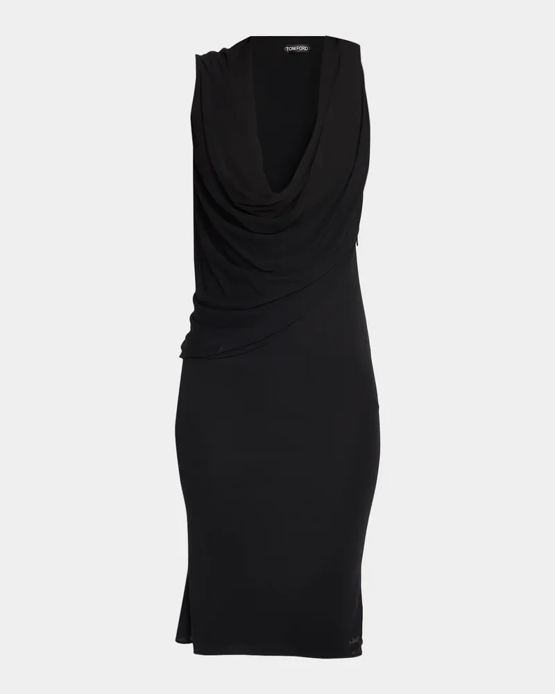 Crepe Jersey Cowl-Neck Dress