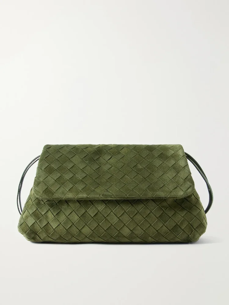 Giorno Intrecciato suede shoulder bag