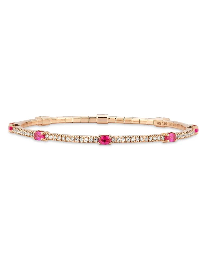 Oval Ruby & Diamond Stretch Tennis Bracelet