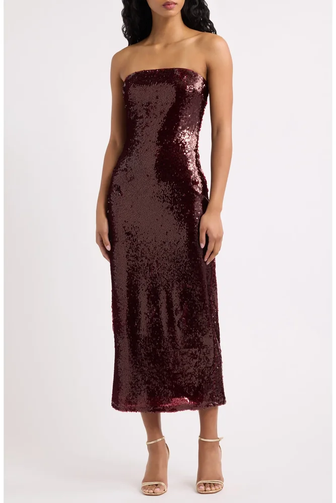 Hallie Sequin Strapless Gown