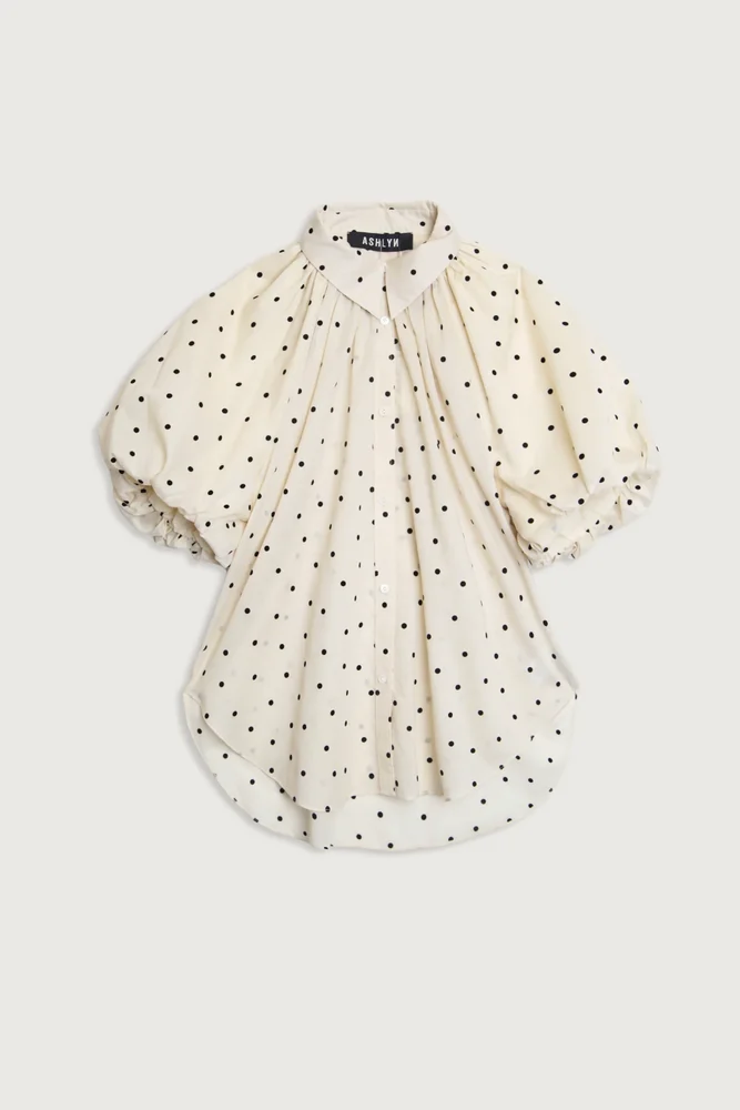 Charlie Polka Dot Shirt Black/Beige
