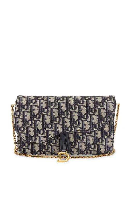 Pre-Owned Oblique Saddle Wallet On Chain