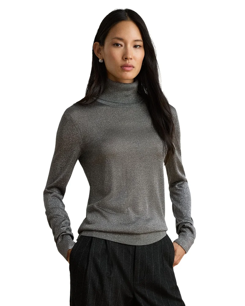 Metallic Turtleneck Sweater