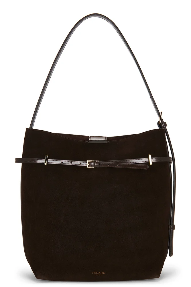 Suede Belted Tote Bag