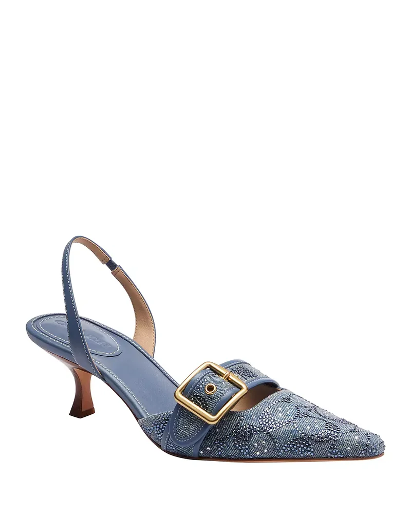 Women's Margot Signature Crystal Denim Slingback Pumps