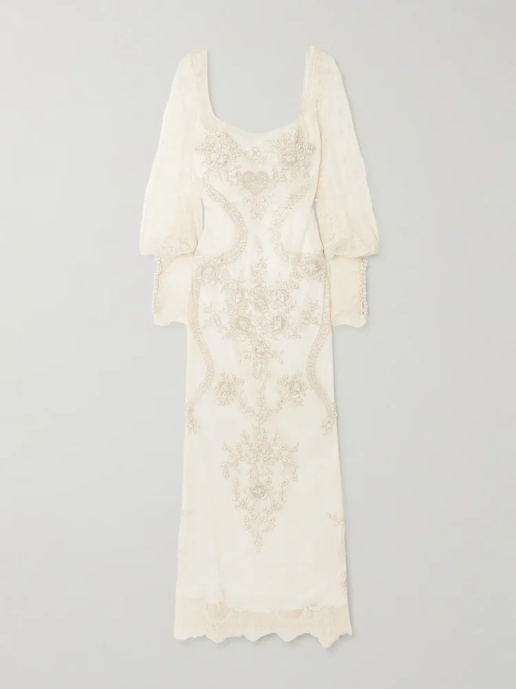 Flora embellished lace gown