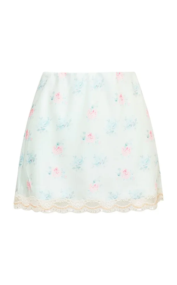 Bernes Floral Satin Mini Skirt